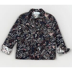 Self-Portrait Floral Jacquard Jacket Women's Size Small Black